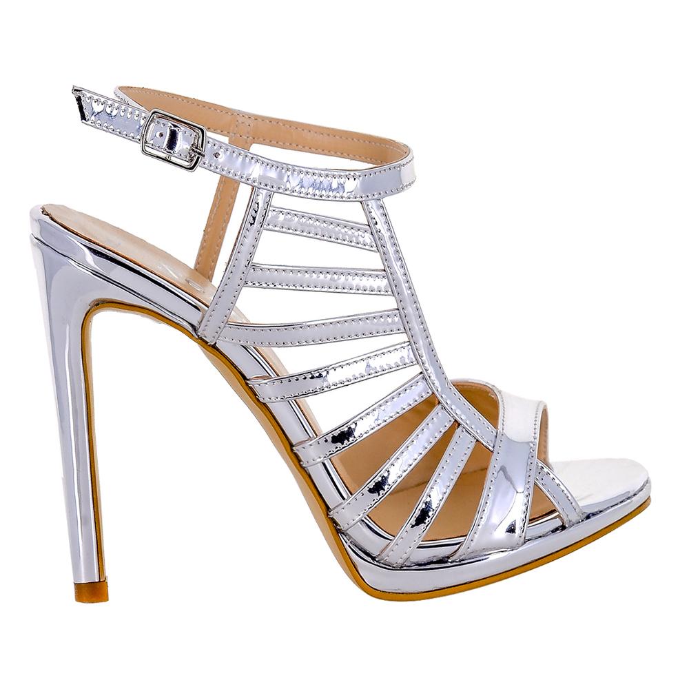 Miss Lola | Silver Embellished Platform Block High Heels | Silver platform  heels, Silver heels prom, Silver high heels
